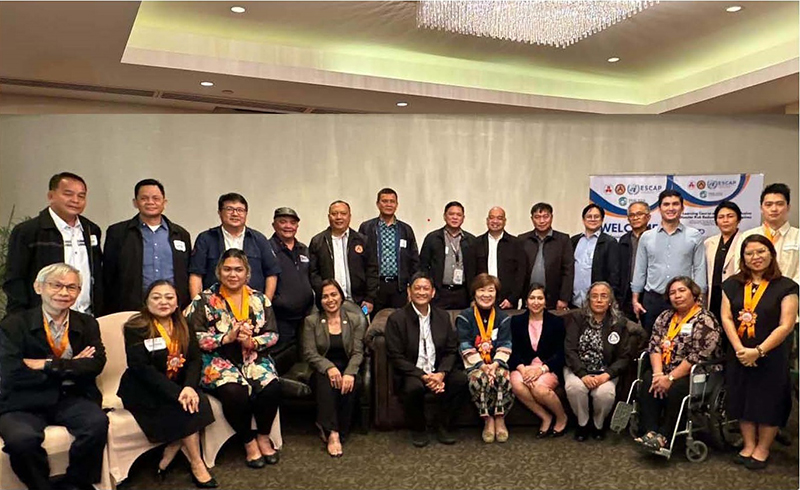 Group photo of key stakeholders including UN ESCAP, the Office of Civil Defense (OCD), National Council on Disability Affairs (NCDA), Partnership of Philippine, Support Service Agencies (PHILSSA), APCD, etc.at the launching event, 4 June 2024.