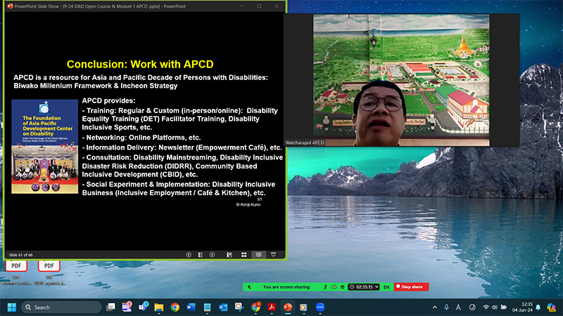 Mr. Watcharapol Chuengcharoen, Chief, Networking & Collaboration, APCD introduced the regional activities of APCD.