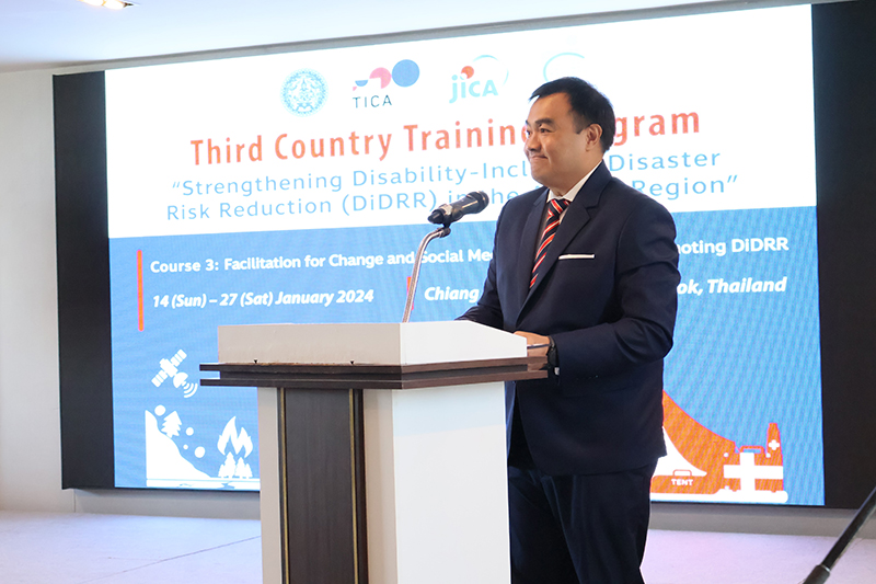 Lieutenant Sorawud Preededilok, Minister attached to the Thailand International Cooperation Agency (TICA), delivered to the participants during the opening ceremony session for the last training course of TCTP.