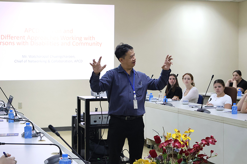 A lecture on disability-inclusive development and APCD approaches were share by Mr. Watcharapol Chuengcharoen.